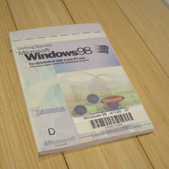 Microsoft Other - Microsoft X03-66598 Windows 98 - COA & Manual only (NO CD) - 07